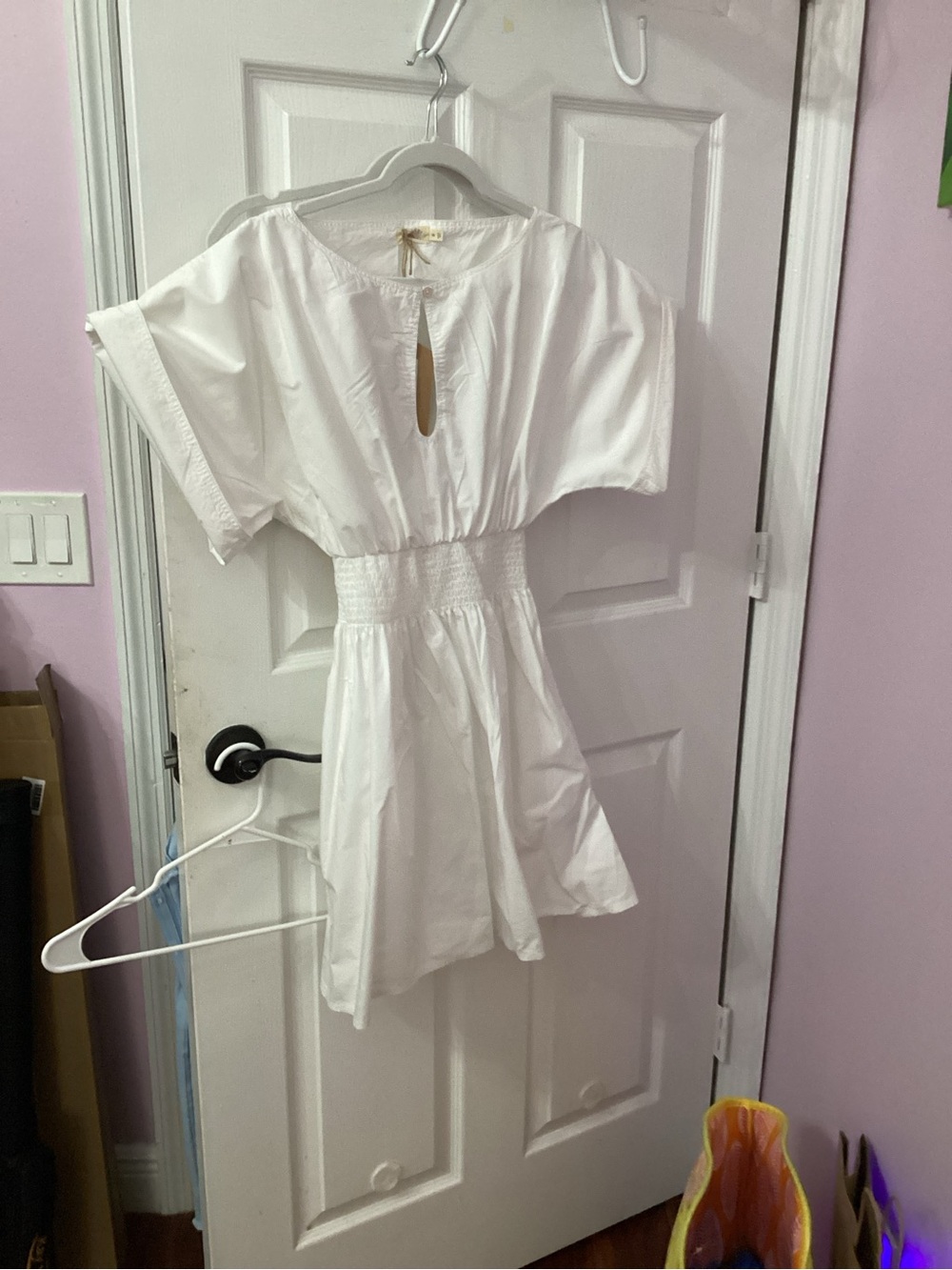 Faherty White Mini Dress with Keyhole Detail